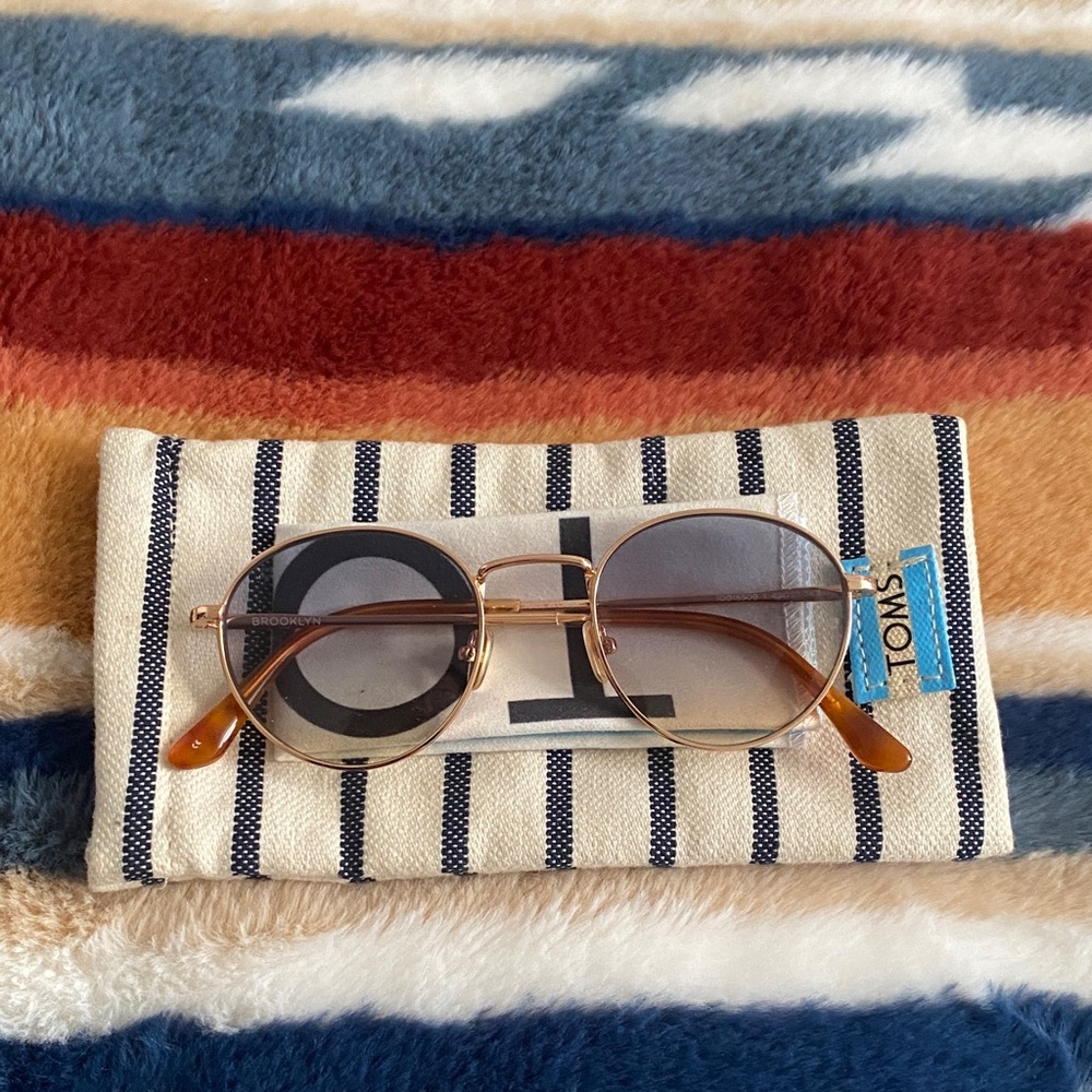TOMS Gold Frame Sunglasses with Brown Lenses